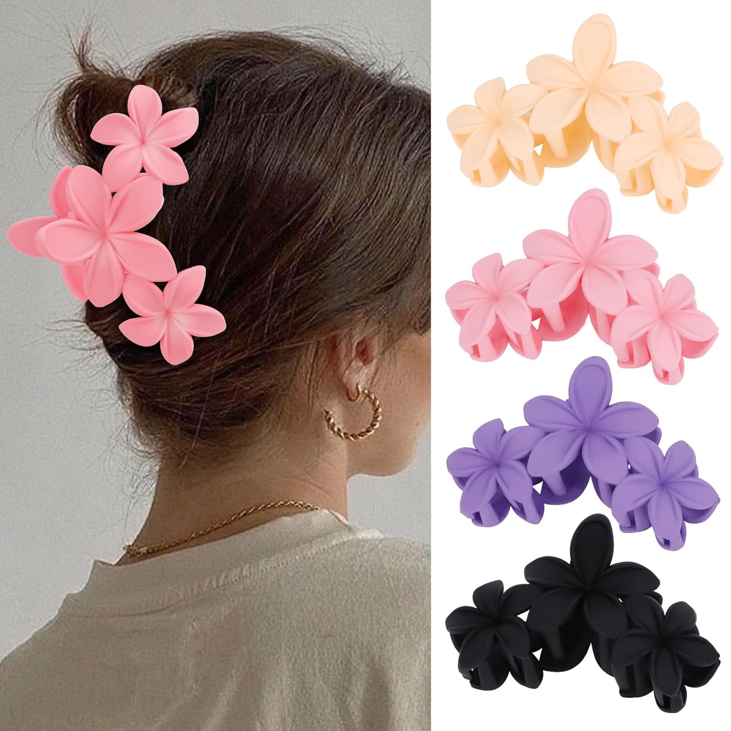 WX 4 Pcs Large Matte Non-Slip Claw Hair Clips for Thick Hair - Strong Hold Jaw Clips and Accessories for Women & Girls