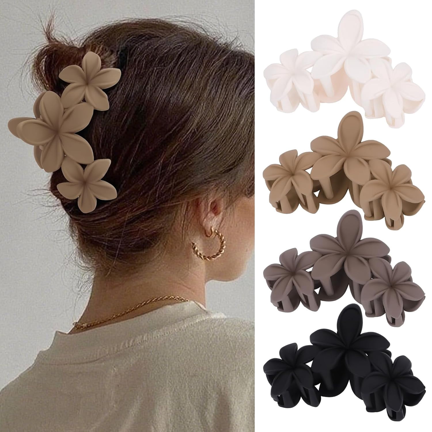 WX 4 Pcs Large Matte Non-Slip Claw Hair Clips for Thick Hair - Strong Hold Jaw Clips and Accessories for Women & Girls