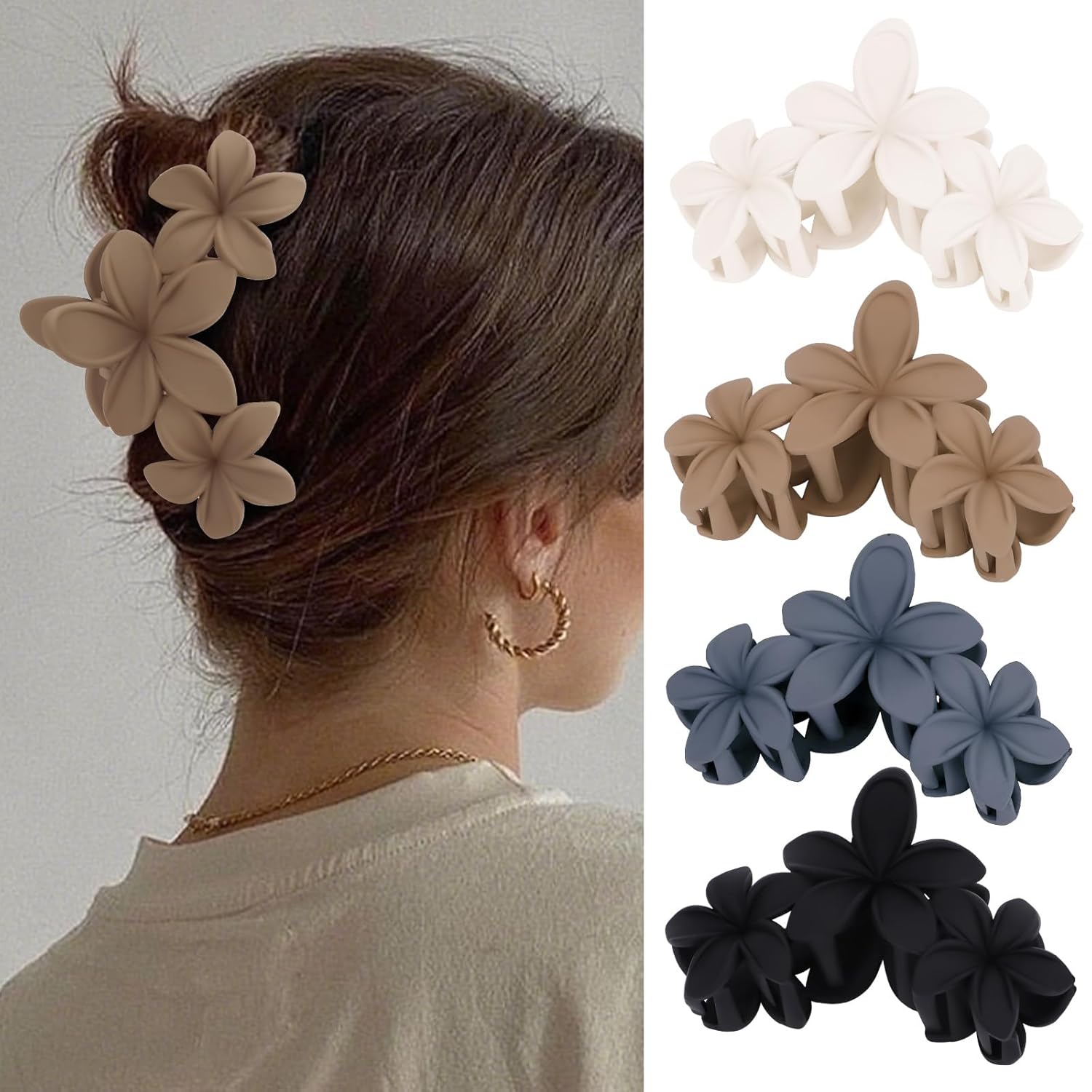 WX 4 Pcs Large Matte Non-Slip Claw Hair Clips for Thick Hair - Strong Hold Jaw Clips and Accessories for Women & Girls