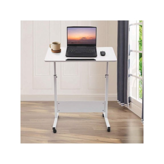 WX Adjustable Height Standing Desk, Stand Up Desk With 360 Flip, Wheels For Small Spaces And Home Offices Classrooms, White(Adjustable Height: 32-47 In) A Nice Gift For Family&Friend