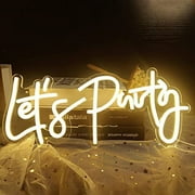 WX&YH Let's Party LED Neon Light Signs USB Power for Bedroom Home Bar Wedding Party Decoration