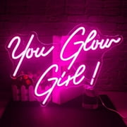 WX&YH You Glow Girl LED Neon Light Signs USB Power for Home Bedroom Wedding Birthday Party Wall Art Decoration