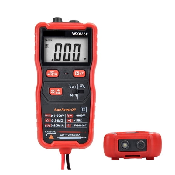 WX628F Pocket Digital Multimeter, Mini LCD Voltmeter Ammeter Ohm Tester