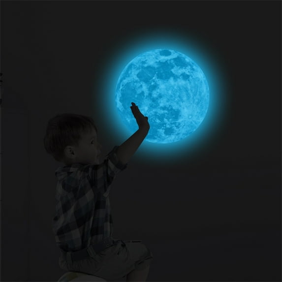 WXC12 3D Large Fluorescent Removable Dark Wall In The Moon 20cm Sticker Glow Sticker Wall Stickers