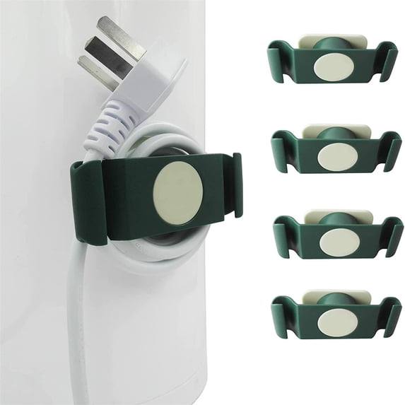 WXC12 4pc Power Cord Holder Rotatable Plug Kitchen Wall Mounted Data Cable Storage