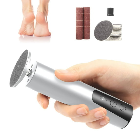 WXC12 Electric Foot File Nail Grinder 2 In 1,Rechargeable Professionals Foot Sander Pedicure Tool With Sandpaper Disk, 6 Speed Adjustable