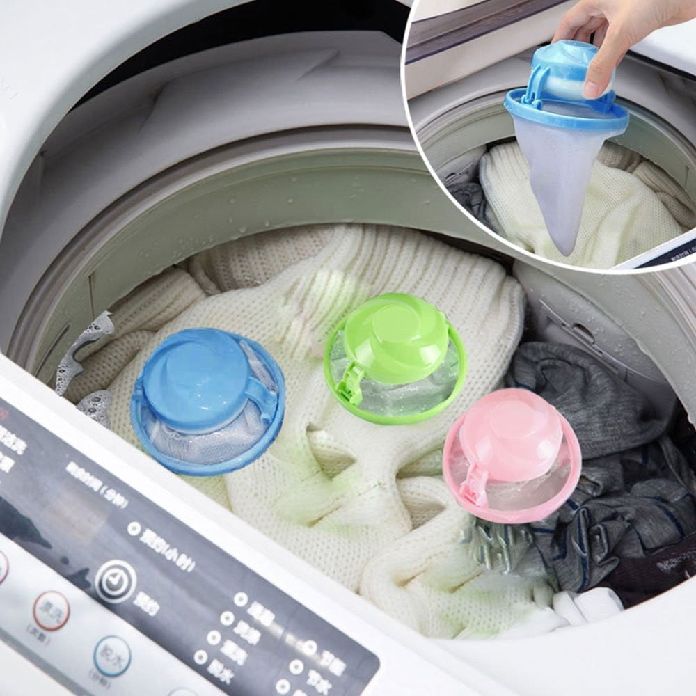 WXC12 Home Floating Lint Hair Catcher Mesh Pouch Washing Machine ...