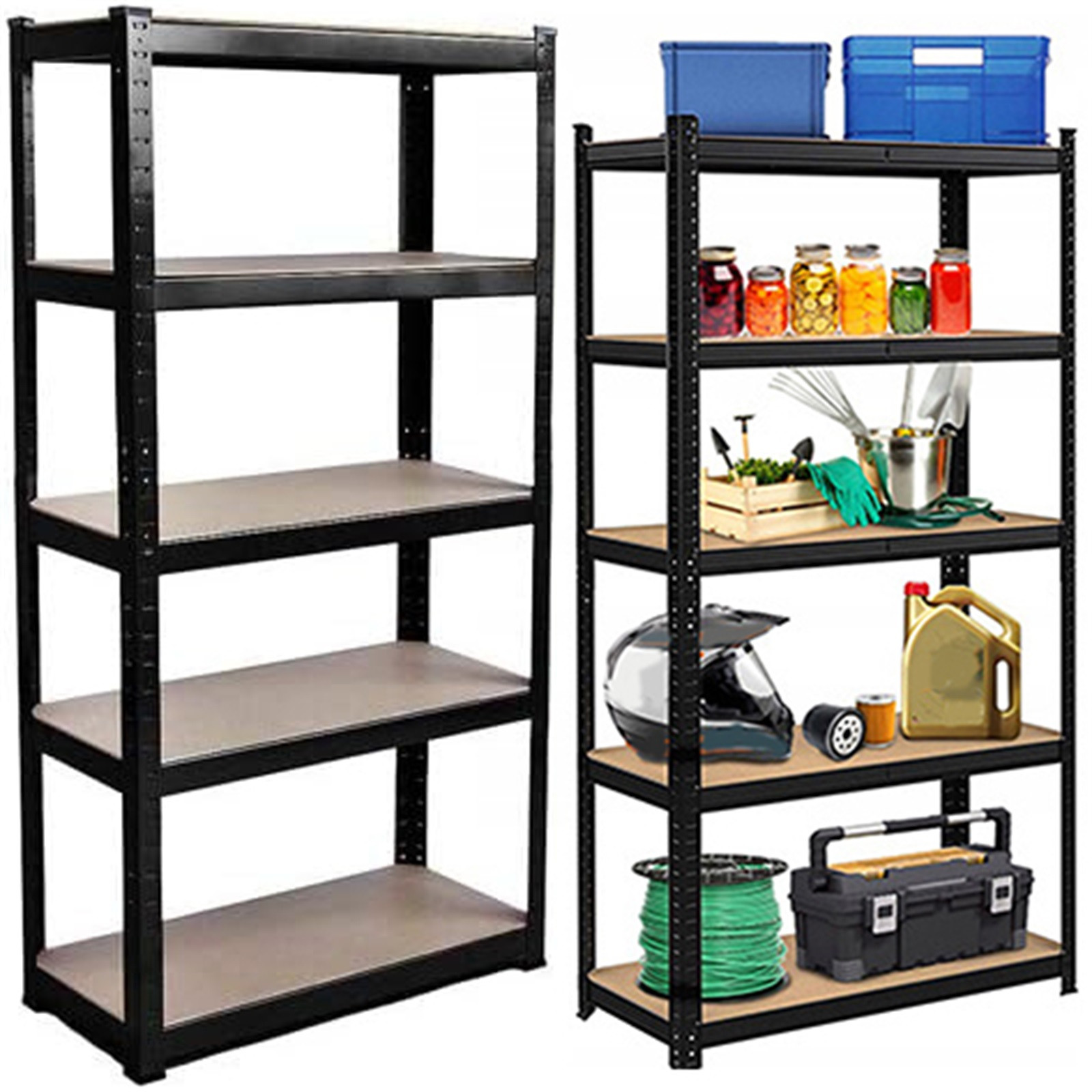 WXC12 Storage Shelving Unit Garage Shelves Heavy Duty Metal Rack Black ...
