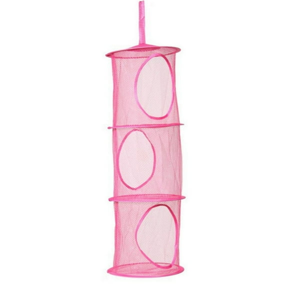 WXC12 Stuffed Animal Storage Foldable Stuffed Animal Net, 3 Compartments Hanging Mesh Toy Storage For Kid Room Toys, Gloves, Hats, Socks