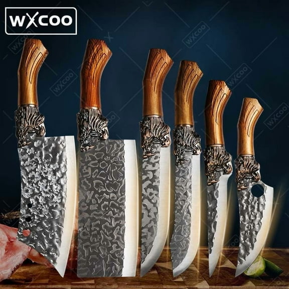 WXCOO 6Pcs, Professional Kitchen Chef Knife Set, Butcher Knife Stainless Steel Chef Knife Utility Knife Boning Knife Cutting Knife Fish Knife for Kitchen Convenience