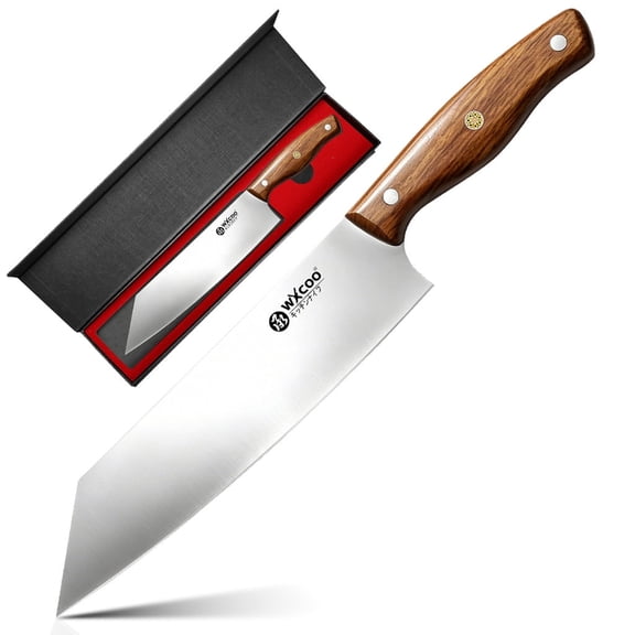 WXCOO 8.8 Inch Kiritsuke Chef Knife, Professional Japanese Style Kitchen Knife with Solid Wood Handle, High Carbon Stainless Steel Cooking Knife for Meat Fish Vegetable, Gift Box