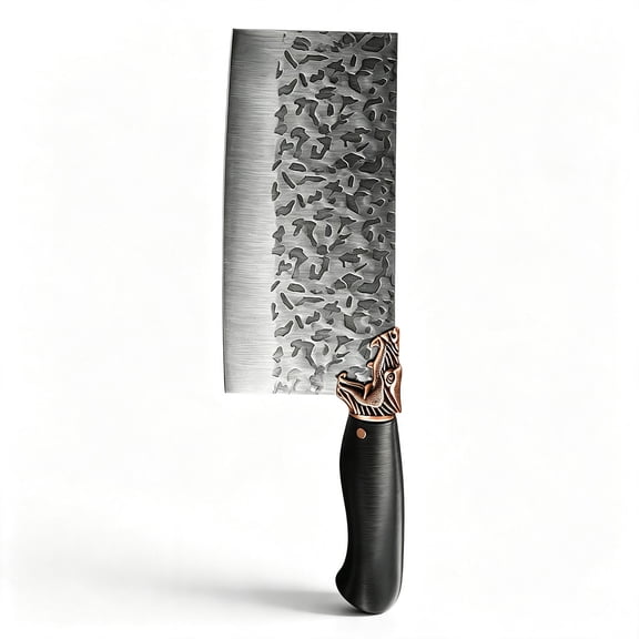 WXCOO Chinese Chef Knife 7.2 Inch Hand Forged 5Cr15 Stainless Steel Cleaver with Dragon Head Handle, Hammered Razor Sharp Blade, ABS Handle Meat Vegetable Cleaver for Kitchen Restaurant BBQ
