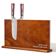 WXCOO Magnetic Knife Block, Double-Sided Powerful Magnet Acacia Wooden Knife Holder for Kitchen Organizer