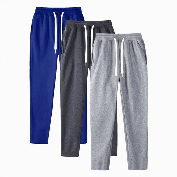 WXFAZCVU 3 Pack Mens Pants Wide Straight Leg Athletic Workout Casual Pants with Pockets Size 3XL