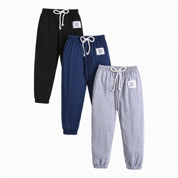 WXFAZCVU 3 Pack Toddler Girls Boys Sweatpants Kids Casual Athletic Pull-On Cotton Jogger Pants Size 5-6 Years