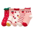 thumbnail image 1 of WXFAZCVU 5 Pairs Girls Socks Soft Cute Lace Cartoon Pattern Ruffle Socks Daily Walking Wear Size M, 1 of 4