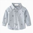 thumbnail image 1 of WXFAZCVU Baby Boy Clothes Button Down Shirt Graphic Long Sleeved Top School Everyday Wear Size 3-4 Years, 1 of 4