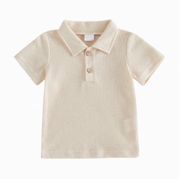 WXFAZCVU Baby Boy Clothes Lapel Button Down Shirt Soft Breathable Short Sleeve Tee Clothes Size 12-18 Months