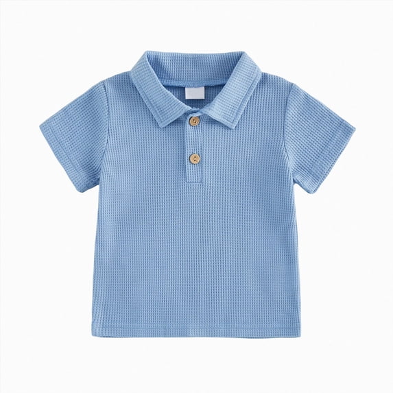 WXFAZCVU Baby Boy Clothes Lapel Button Down Shirt Soft Breathable Short Sleeve Tee Clothes Size 6-12 Months