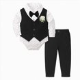 thumbnail image 1 of WXFAZCVU Baby Boy Clothes Suits Gentleman Outfit Dress Shirt Button Vest and Pants 3pc Sets Size 0-3 Months, 1 of 3