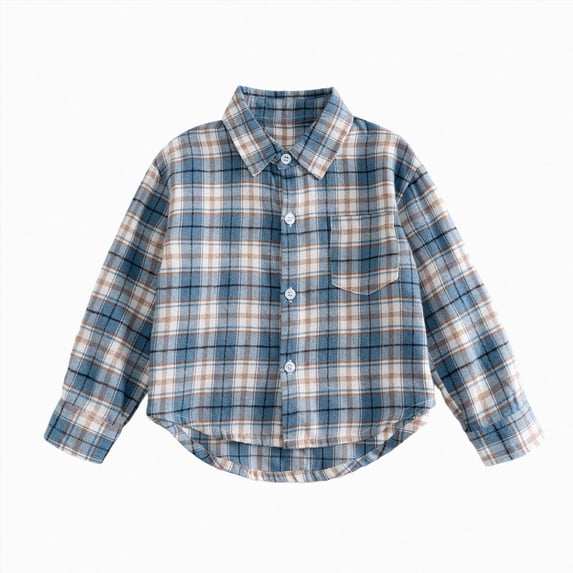 WXFAZCVU Baby Boy Flannel Shirt Toddler Plaid Shirt Button Down Jacket Coat Fall Outfits Size 4-5 Years