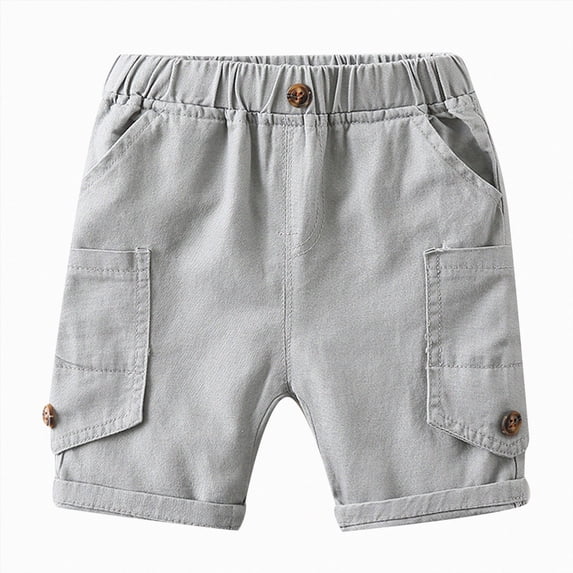 WXFAZCVU Baby Boy Shorts Cotton Soft Casual Elastic Waist with Pockets Kids Summer Clothes Size 5-6 Years