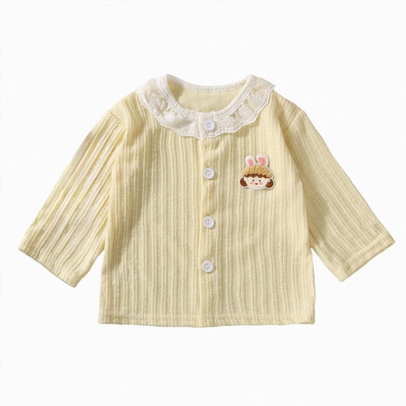WXFAZCVU Baby Girl Clothes Cotton Cardigan Button Front Crop Sweater Long Sleeve Fall Tops Size 4-5 Years