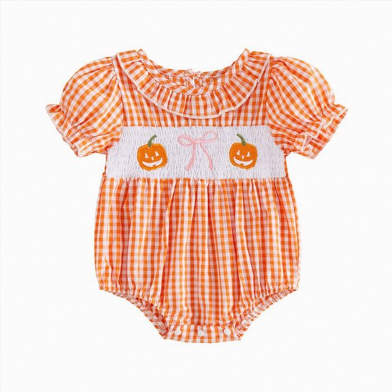 WXFAZCVU Baby Girl Clothes Cute Pumpkin Romper Ruffle Bodysuit Jumpsuit Halloween Outfit Size 12-18 Months