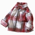 thumbnail image 1 of WXFAZCVU Boy Flannel Shirt Plaid Button Down Jacket Coat Fall Outfits Versatile Lapel Top Going Out Size 18-24 Months, 1 of 4
