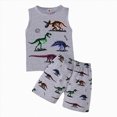 thumbnail image 1 of WXFAZCVU Boy Outfits Summer Cartoon Print Sleeveless Shirt and Shorts Cute 2 Piece Clothing Set Size 12-18 Months, 1 of 4
