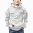 thumbnail image 1 of WXFAZCVU Boy's Hooded Sweatshirts Long Sleeve Hoodies Kids Quarter Zip Pullover with Pocket Size 10-11 Years, 1 of 4