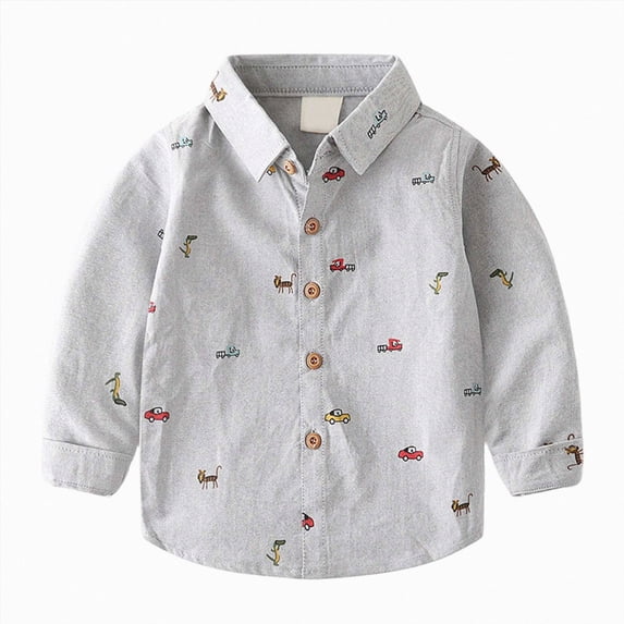 WXFAZCVU Boys Button Down Shirt Baby Fall Clothes Graphic T Shirts Versatile Daily Wear Size 2-3 Years