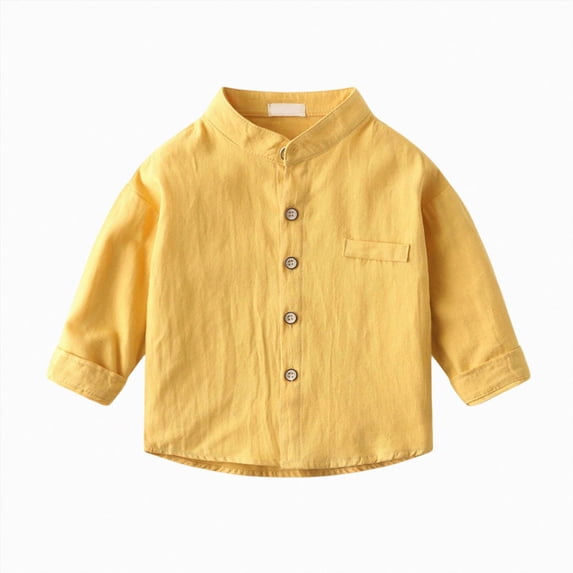 WXFAZCVU Boys Button Down Shirt Long Sleeved Cotton Shirt School Clothing Everyday Wear Size 5-6 Years