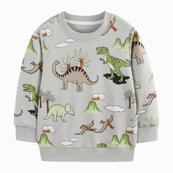 WXFAZCVU Boys Crewneck Sweatshirts Cartoon Printed Long Sleeved Pullover Fall Tops Goingout Size 1-2 Years