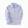 thumbnail image 1 of WXFAZCVU Boys Dress Shirts Kids Lines Long Sleeved Button Down Shirt Versatile Daily Wear Size 13-14 Years, 1 of 4