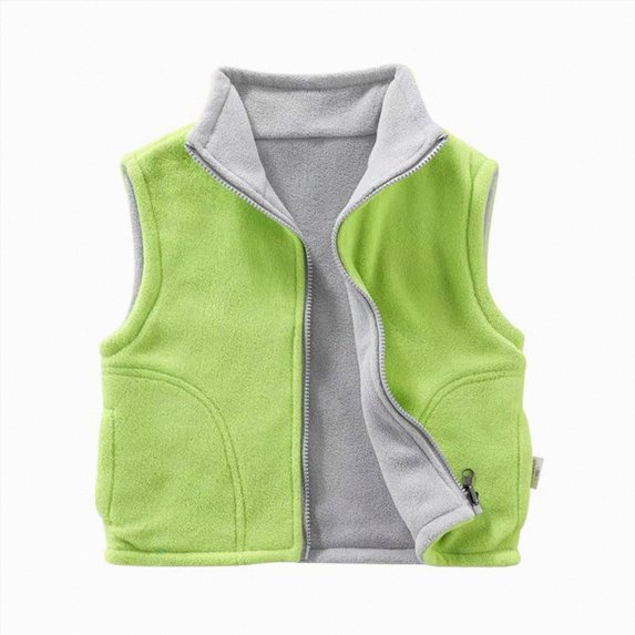 WXFAZCVU Boys Fleece Vest Sleeveless Outerwear Zipper Jacket Fall Winter Clothes Daily Wear Size 4-5 Years