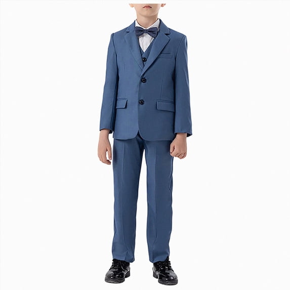 WXFAZCVU Boys Formal Suits 5 Piece Kids Jacket Pants Set with Dress Shirt and Tie for Wedding Prom Size 14+ Years