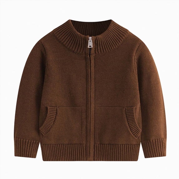 WXFAZCVU Boys Full Zip Cardigan Sweater Kids Long Sleeve School Casual Fall Winter Outerwear Size 6-7 Years