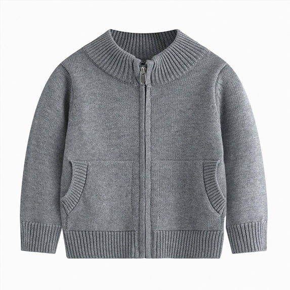 WXFAZCVU Boys Full Zip Cardigan Sweater Kids Long Sleeve School Casual Fall Winter Outerwear Size 6-7 Years