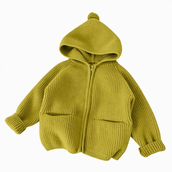 WXFAZCVU Boys Full Zip Cardigan Sweater with Hood and Pockets, Kids Fall Fashion Clothing Goingout Size 10-11 Years