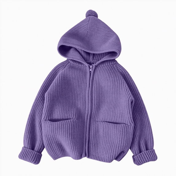 WXFAZCVU Boys Full Zip Cardigan Sweater with Hood and Pockets, Kids Fall Fashion Clothing Goingout Size 9-10 Years