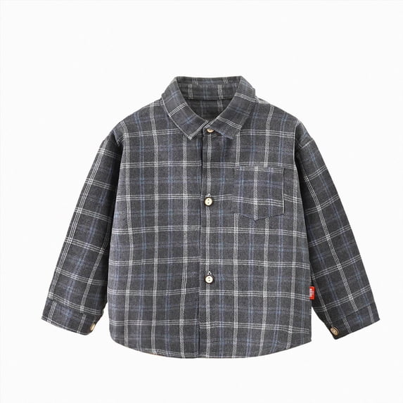 WXFAZCVU Boys Long Sleeve Flannel Plaid Shirt Button Down Shirts Soft Comfortable Jackets Size 7-8 Years