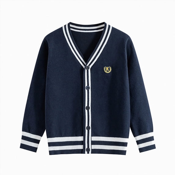 WXFAZCVU Boys School Uniform Cardigan Sweater Soft Cotton V-Neck Soft Cotton Knit Outerwear Size 3-4 Years
