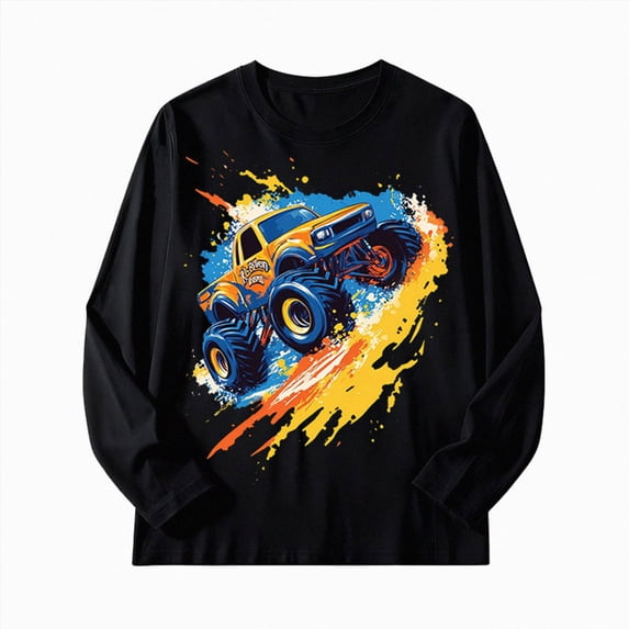 WXFAZCVU Boys Shirts Cotton Long Sleeve Graphic Tees Crew Neck T Shirts Kids Trendy Clothes Size 3-4 Years