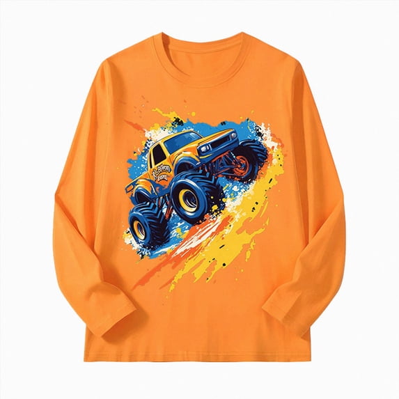 WXFAZCVU Boys Shirts Cotton Long Sleeve Graphic Tees Crew Neck T Shirts Kids Trendy Clothes Size 5-6 Years