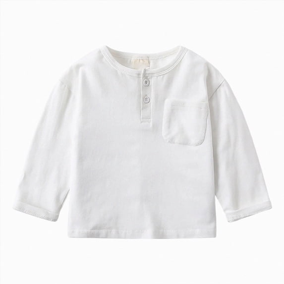 WXFAZCVU Boys Shirts Crew Neck Long Sleeved Tops Comfortable Soft Kids Clothes School Wear Size 1-2 Years
