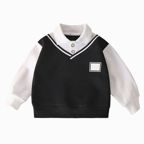 WXFAZCVU Boys Shirts Lapel Button Down Long Sleeve Pullover Fall Clothes Daily School Wear Size 12-18 Months
