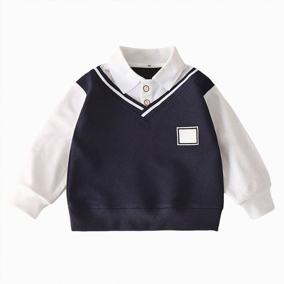 WXFAZCVU Boys Shirts Lapel Button Down Long Sleeve Pullover Fall Clothes Daily School Wear Size 5-6 Years