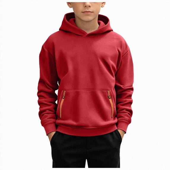 WXFAZCVU Boys Sweatshirt Hoodie Pullover Fall Outfits Solid Long Sleeve Top Kids Clothes Size 4-5 Years