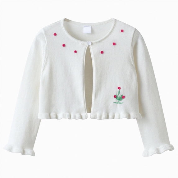WXFAZCVU Cardigan for Girls Fashion Lace Knit Sweater Ruffle Long Sleeve Button Fall Tops Size 5-6 Years